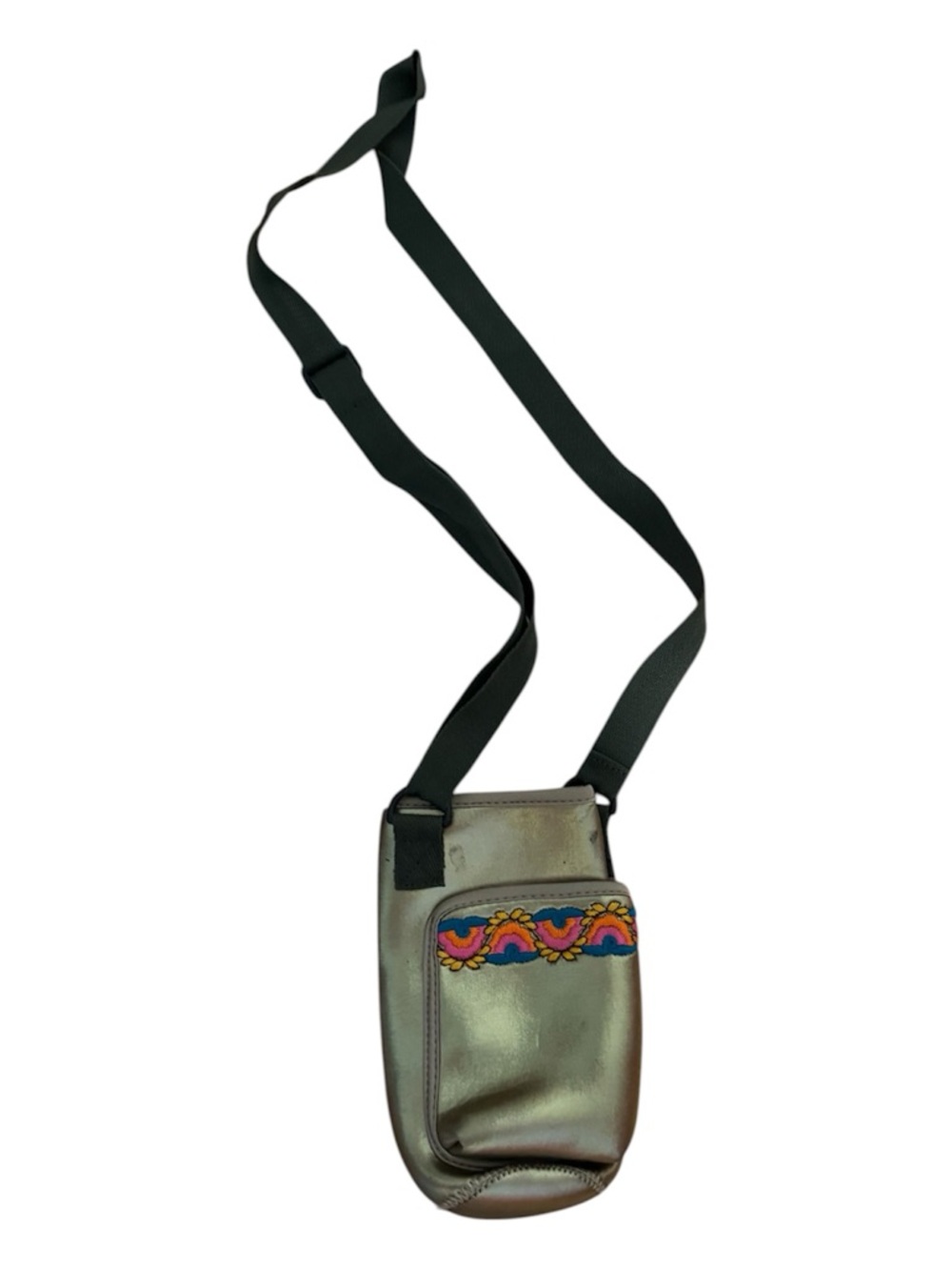 Natural Life Crossbody Water Bottle Holder Cozy Embroidered Metallic Boho Bag - Picture 2 of 4